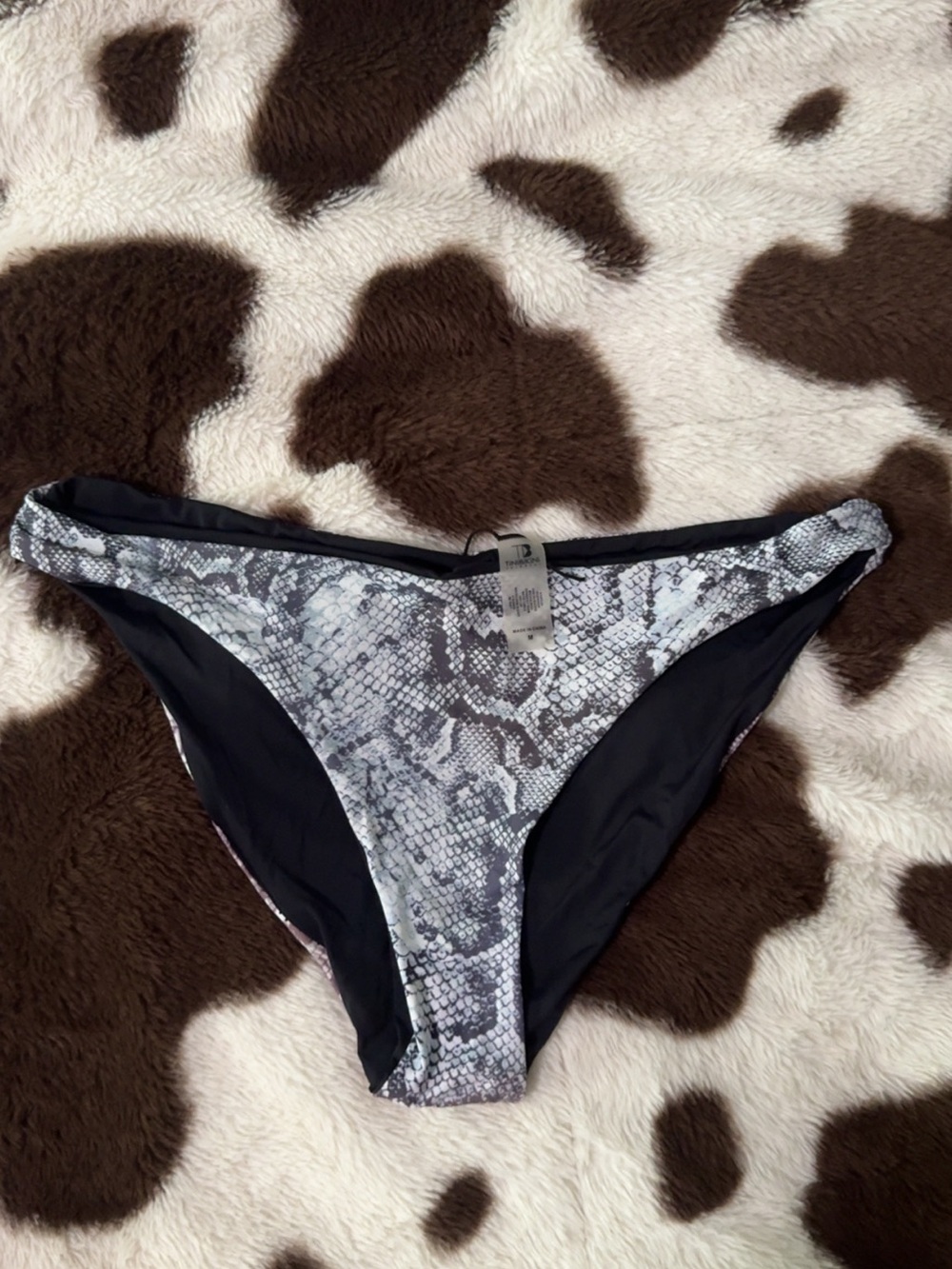 Snake-Print Black & Gray Bikini Bottom